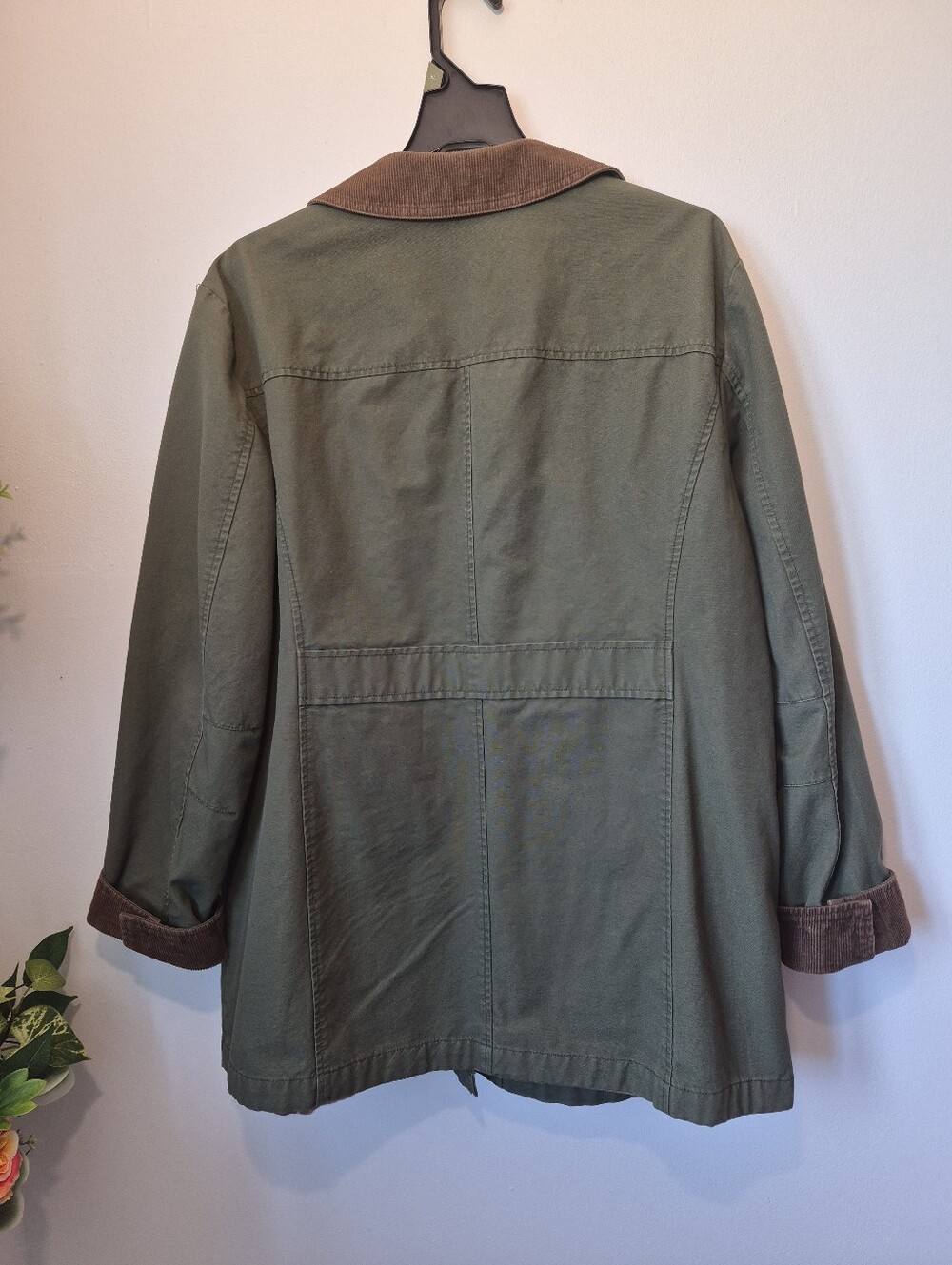 LL Bean Womens Chore Coat Flannel Lined Size XLarge Green Excellent Condition - Picture 4 of 10
